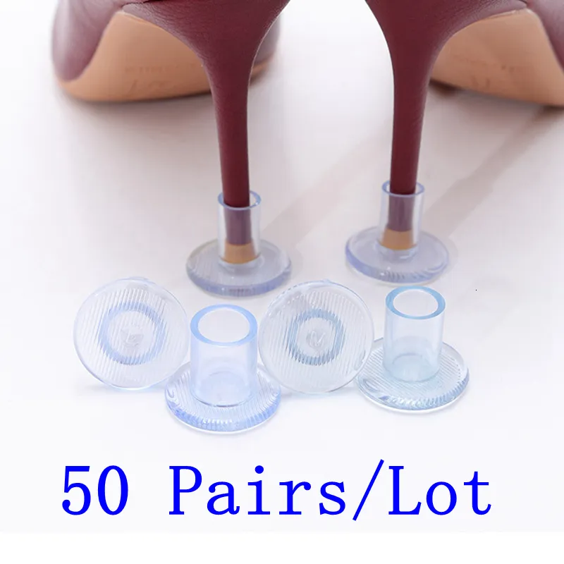 Pièces de chaussures Accessoires 50 paires Lot de protège-talons Talons hauts Stiletto Dancing Covers Antislip Silicone Stopper For Bridal Wedding Party Favor 230804