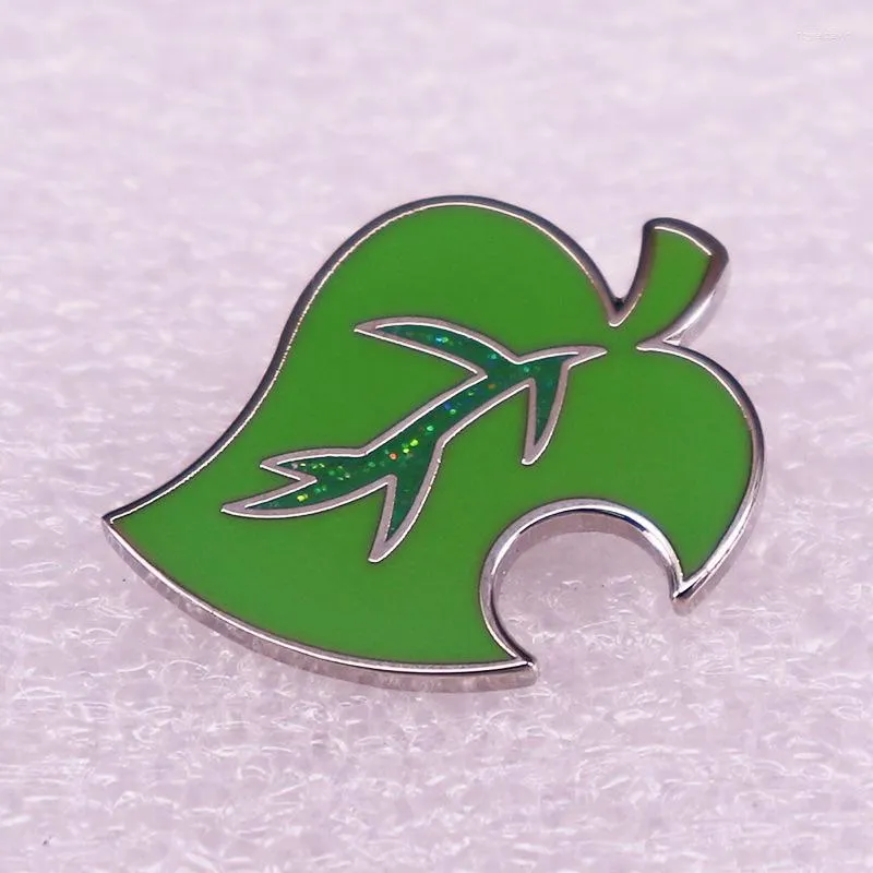 Brooches Green Leaf Brooch Creative Women's Men's Jewelry Fashion Metal Badge Exquisite Flash Lapel Pin Bag Accessories Small Gift