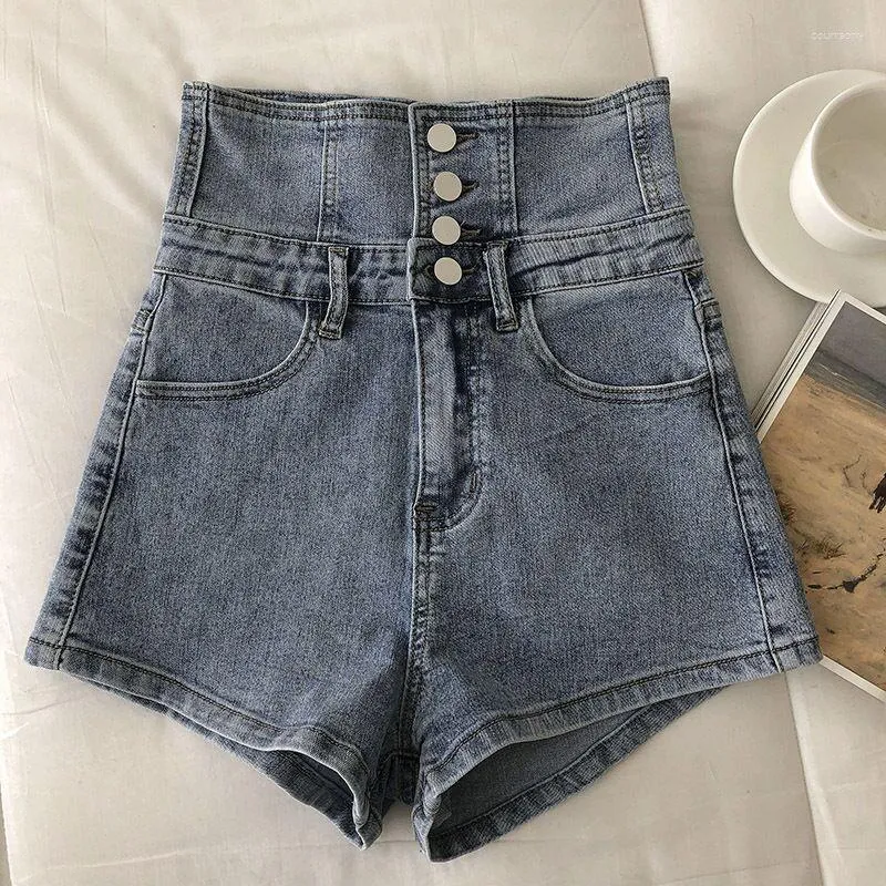 Damesshorts 2023 High Waist Design Slim Button Denim Jeans Feminino Gary Blue Black