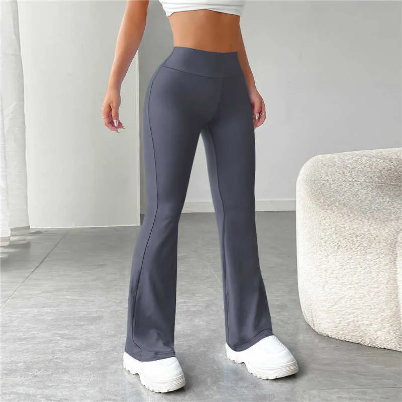 Dames Sport Yoga Flare Broek Skinny Tights Zachte Fitness Hardloop Legging Hoge Taille Casual Veelzijdige Flared Mop