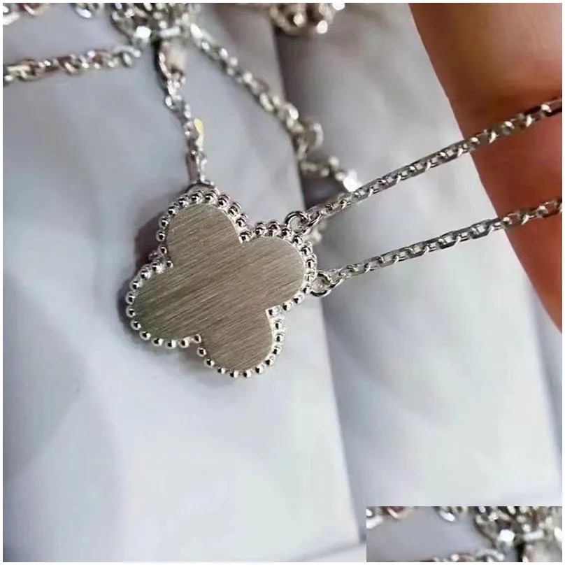 women silver laser clover pendant necklaces mother of pearl brand luxury classic christmas limited edition designer necklace choker chains jewelry