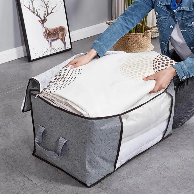 Storage Bags Foldable Bag Clothes Organizer Waterproof Oxford Clear Window Clothing Wardrobe Home Non-Woven Box