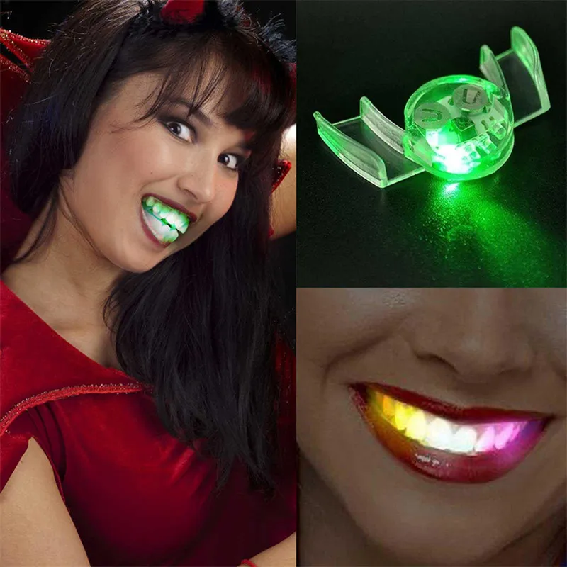Halloween Party Tools LED Mouth Teeth Guard LED Glowing Flashing Braces Bracket Party Mouthpiece Carnival Novelty Toys