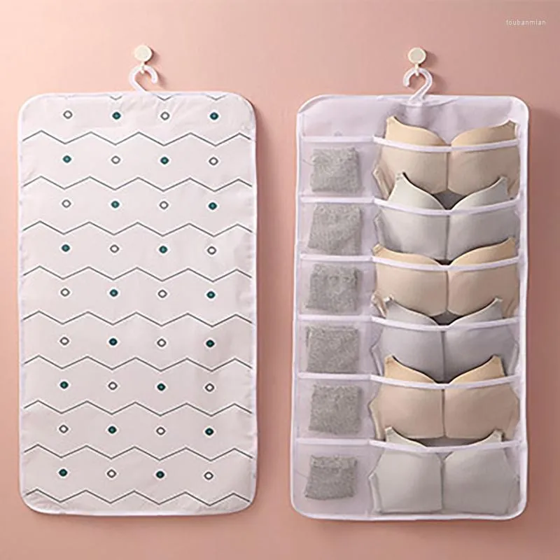 Storage Bags Wardrobe Bag Closet Hanging Underwear Socks Organizer With Mesh Pockets Rotating Metal Hanger Wall Shelf Space Saver