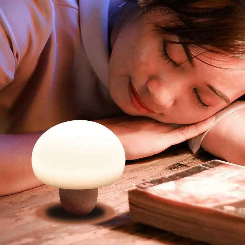 Lamps Shades Cute Mini Led Mushroom Lamp Light Magnetic Usb Night Lights PressSensor Atmosphere Lamp Soft Baby Child Sleeping Bedside Lamp 10002 Z230805