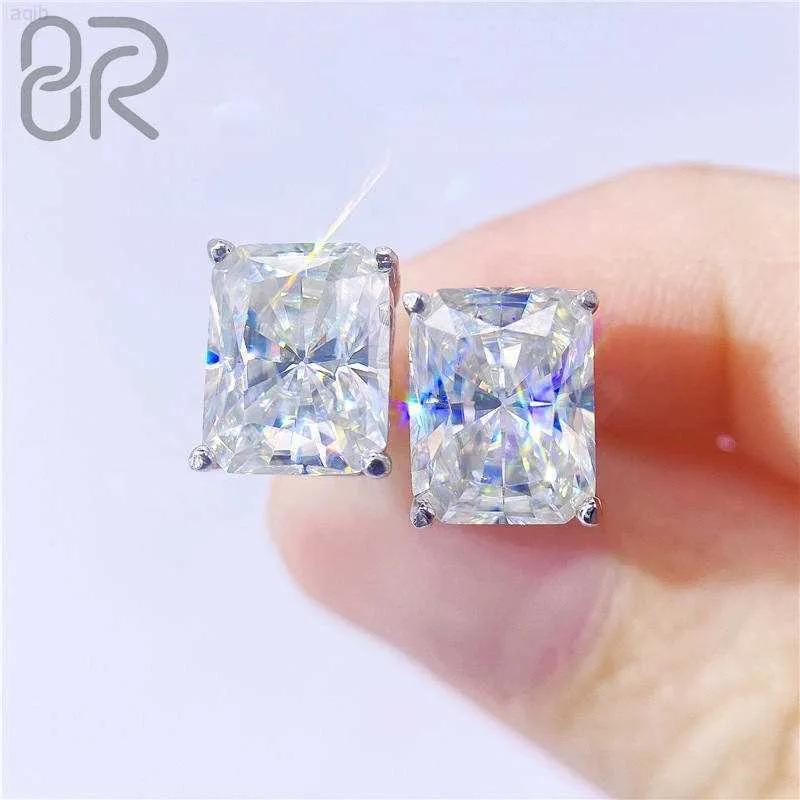 3.5CT VVS MOISSANITE Küpe Hızlı Nakliye Toptan Bling Ice Out Square Diamond Cut 925 Gümüş Saplama Küpe Kadınlar için