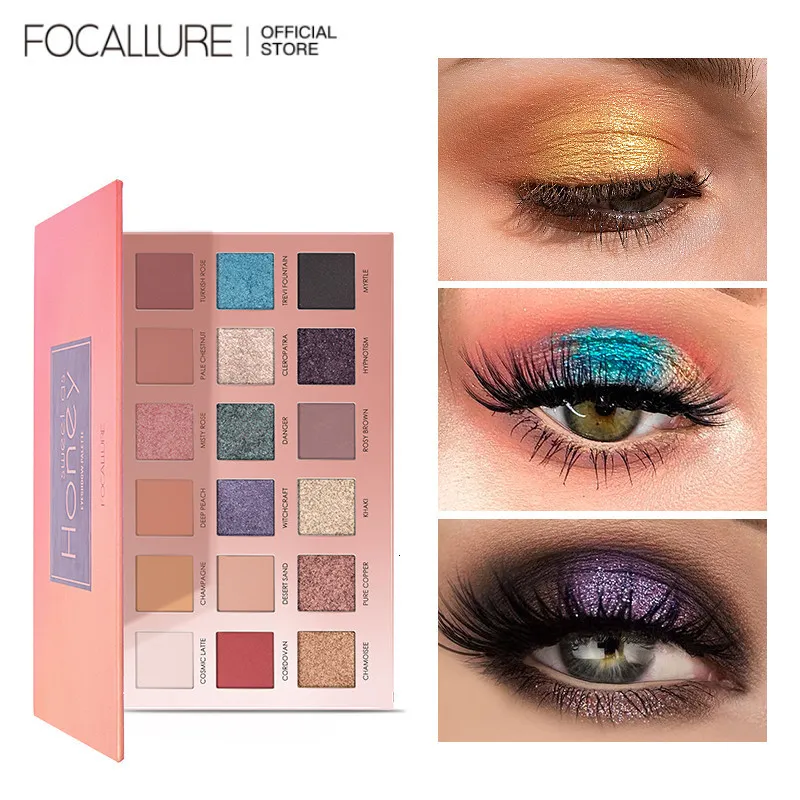 Sombra de ojos FOCALLURE 18 colores Pigmento Paleta de sombras de ojos Sombras de colores Paleta Brillo Resaltador Brillo Mate Maquillaje de ojos Cosméticos 230804