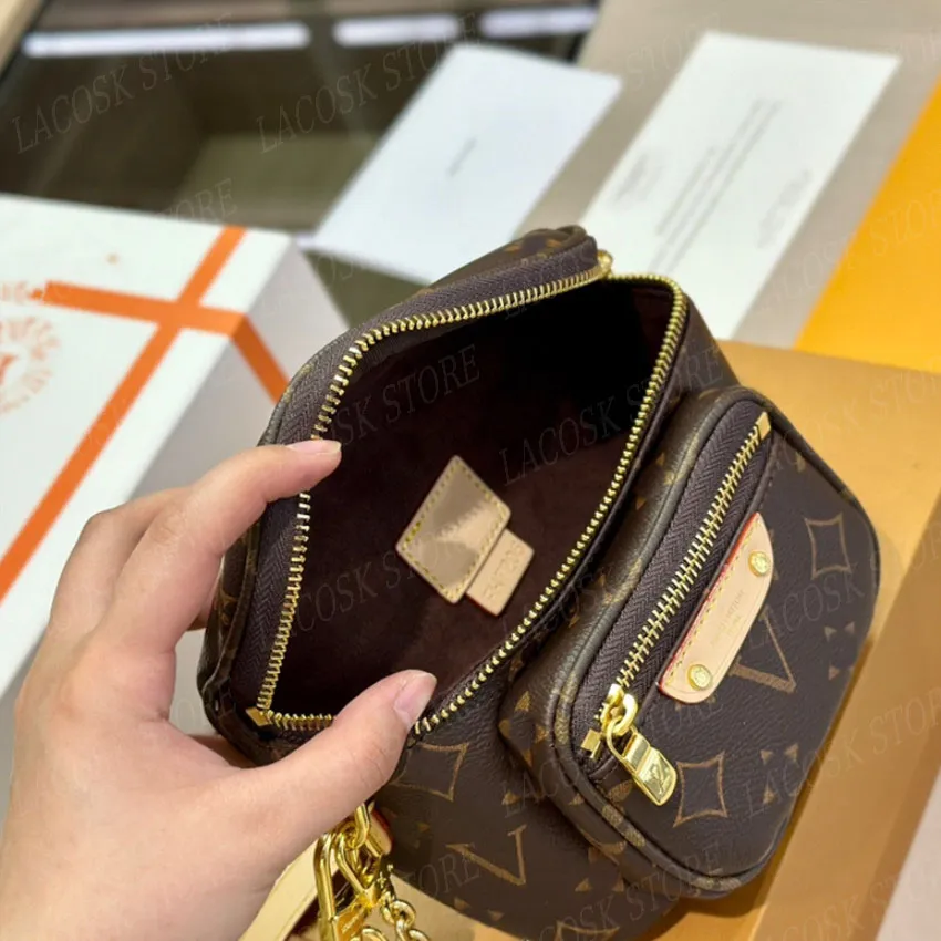 Mini bambag bälte väska män kvinnor koppling midja väskor mode bröstväskan axelpåsar dubbla remmar designer crossbody pochette