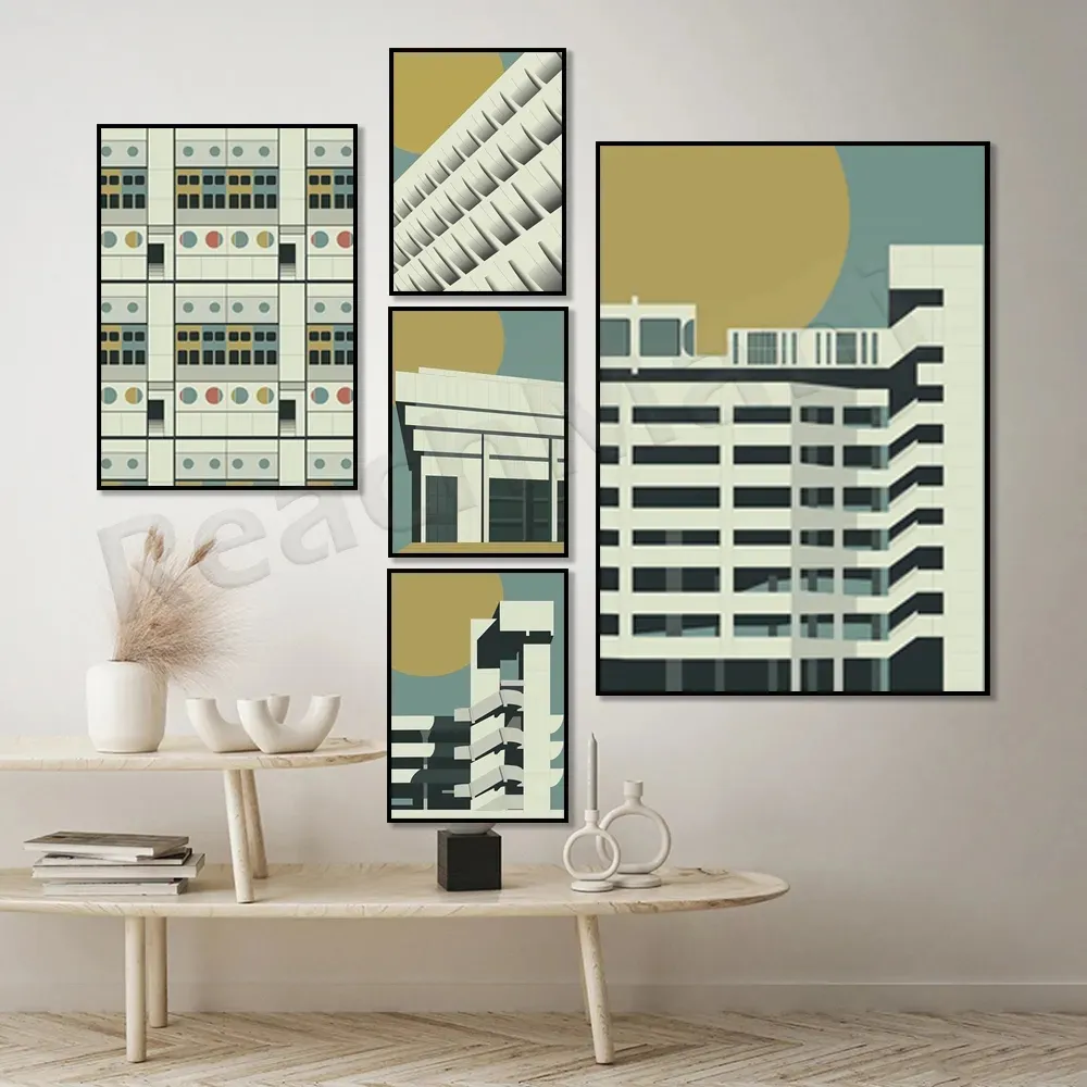 Preston Bus Station Canvas Painting Print Southgate Brutalism Architectural Posters Wall Art For Living Room Home Decor No Frame w06