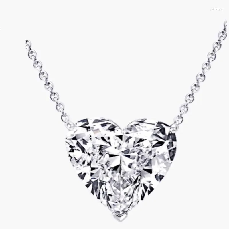 Chains Austyn 925 Sterling Silver Heart Necklace Fine Jewelry 4ct White Sapphire Pendant For Women Anniversary Gift