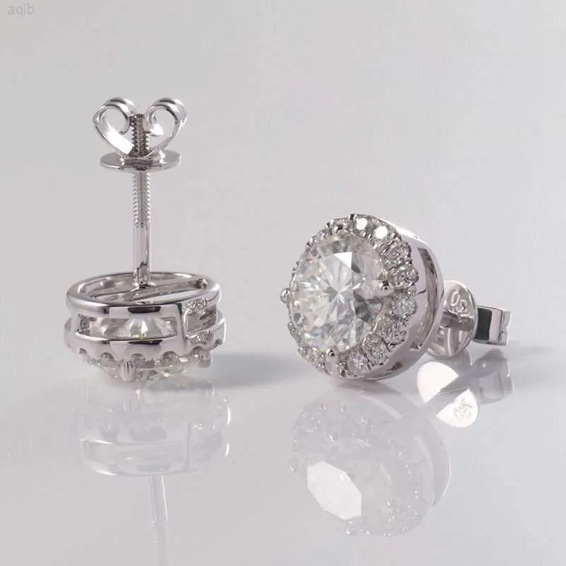 Vvs 5 mm et 6,5 mm Oreurs Lady Diamond 1carat Moisanite Rhodium plaqué 925 boucles d'oreilles Moisanite en argent