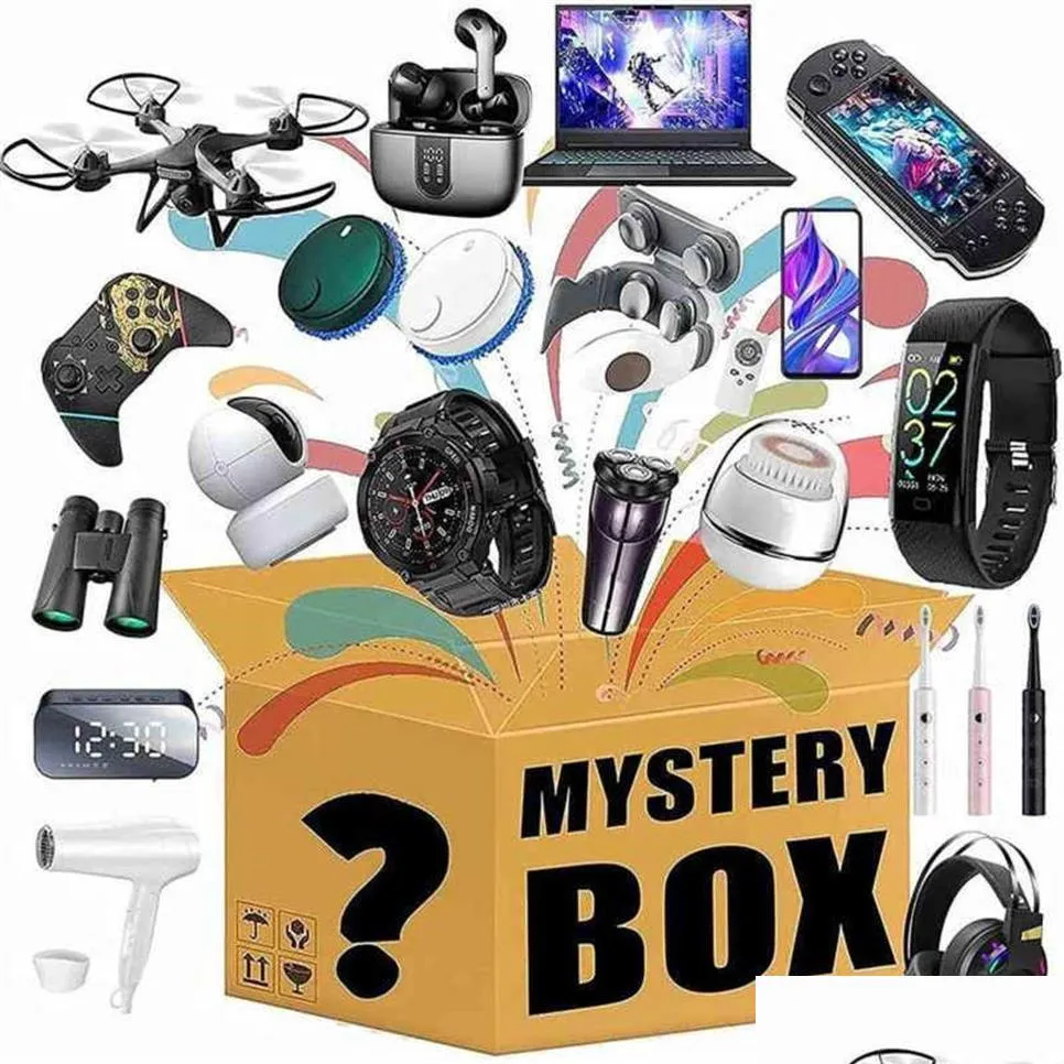 Haut-parleurs portables Lucky Mystery Box Electronics Boîtes aléatoires Cadeaux surprise d'anniversaire pour les annonces telles que les drones Montres intelligentes Bluetooth Dhicn