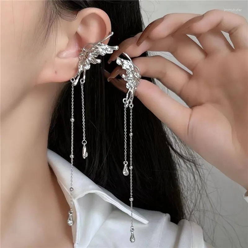 Dos Boucles D'oreilles Longue Chaîne Gland Punk Goth Y2K Fée Oreille Clip Coréen Bijoux De Mode Festival Cadeaux Pour Femmes Fille Accessoires D'été