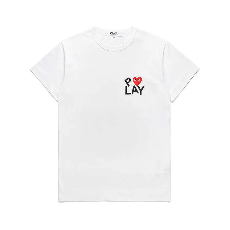 Compartilhe para ser um parceiro Play Moda Mens T-shirts Designer Red Heart Shirt Casual Tshirt Algodão Bordado Manga Curta Summer T-shirtC9B2