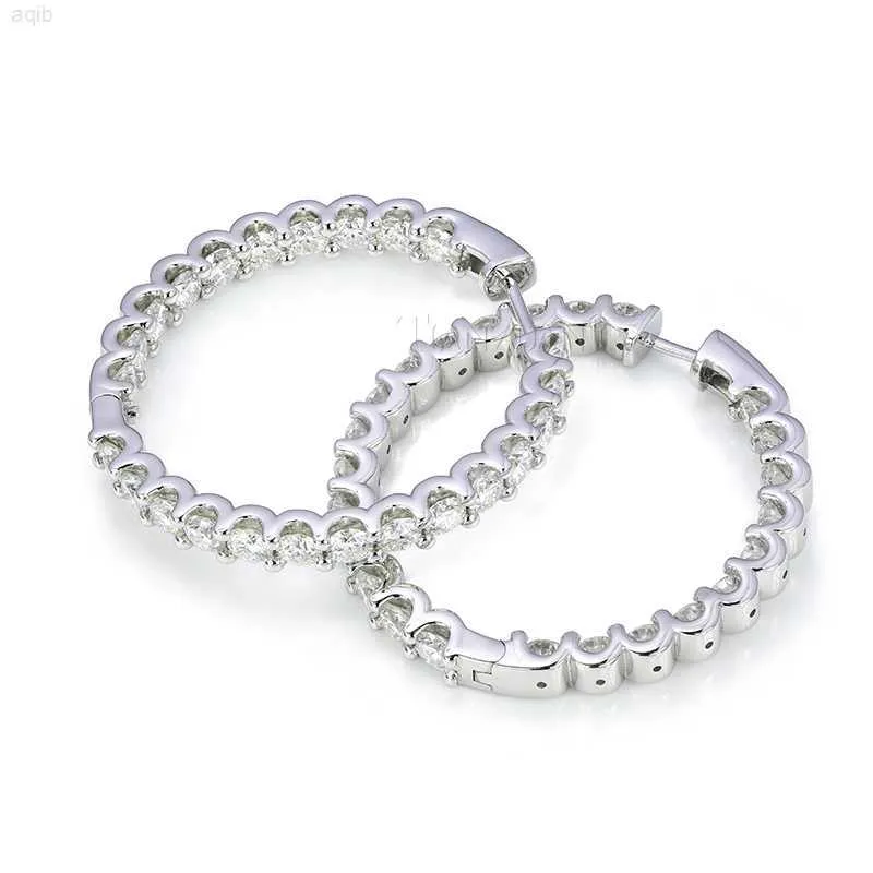 Ny mode trendig 925 sterling silver överdriven utsökta enkla stora hoop moissanitörhängen kvinnors smyckesfest gåva