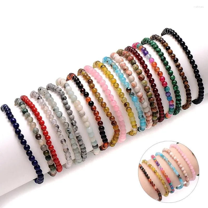 Strang natürliche 4 mm Perlen Stein Armbänder für Frauen Kette Schmuck Boho mehrfarbige vulkanische Tigerauge Armband