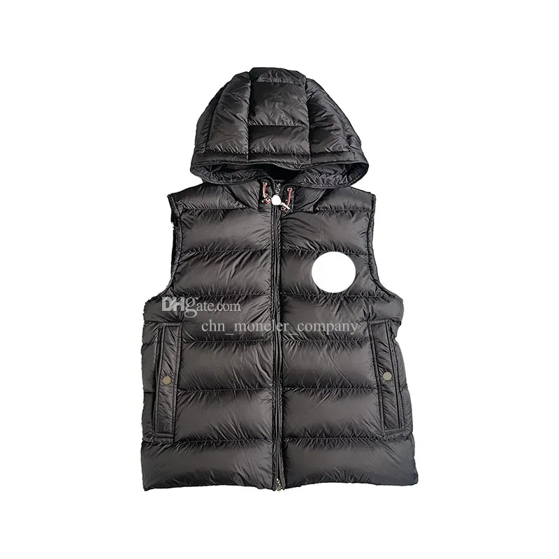 Chest Flocking Badge Mens Down Vest Hooded Drawstring men gilet Autumn Winter Fashion Casual down vest Asian Size M--3XL