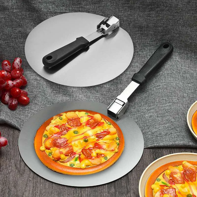 Moules de cuisson Pliable Pelle À Pizza En Acier Inoxydable Pelle Plateau À Tarte Gâteau Dessert Accessoires Pour Pain Outil 230804