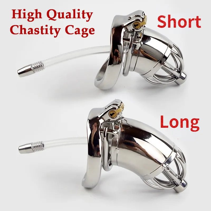 Chastity Devices Stainless Steel High Quality Male Chastity Cage With Catheter Chastity Restraint Cock Cage Adult Erotic Sex Toys For Man Gay 18+ 230804