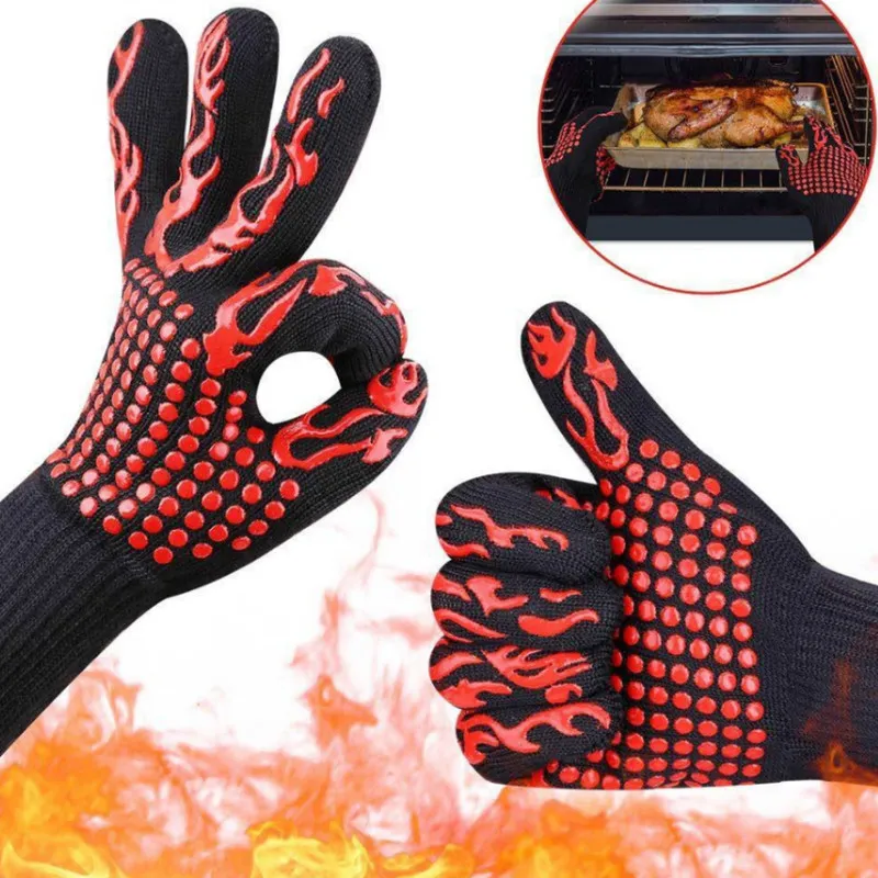 Guanti da forno Un paio di guanti per griglia per barbecue Silicone resistente al calore Antiscivolo Cottura Cottura Barbecue Accessori ignifughi 230804