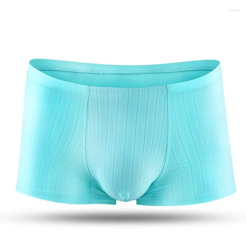 Majy bezproblemowe męskie boksery seksowne gejowskie bieliznę Cueca Ice Silk torebka męska solidne majtki mężczyźni