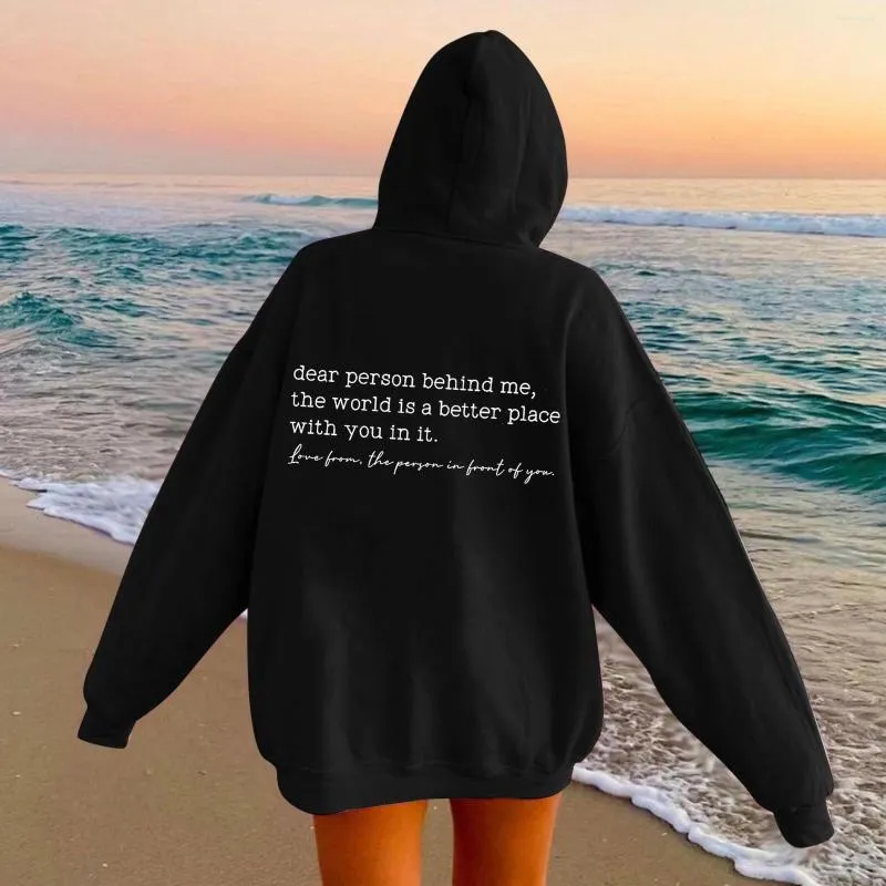 Sweats à capuche pour femmes Chère personne derrière moi Sweat à capuche Pullover de sensibilisation à la santé mentale Vintage Esthétique avec des mots sur le dos Unisexe Trendy