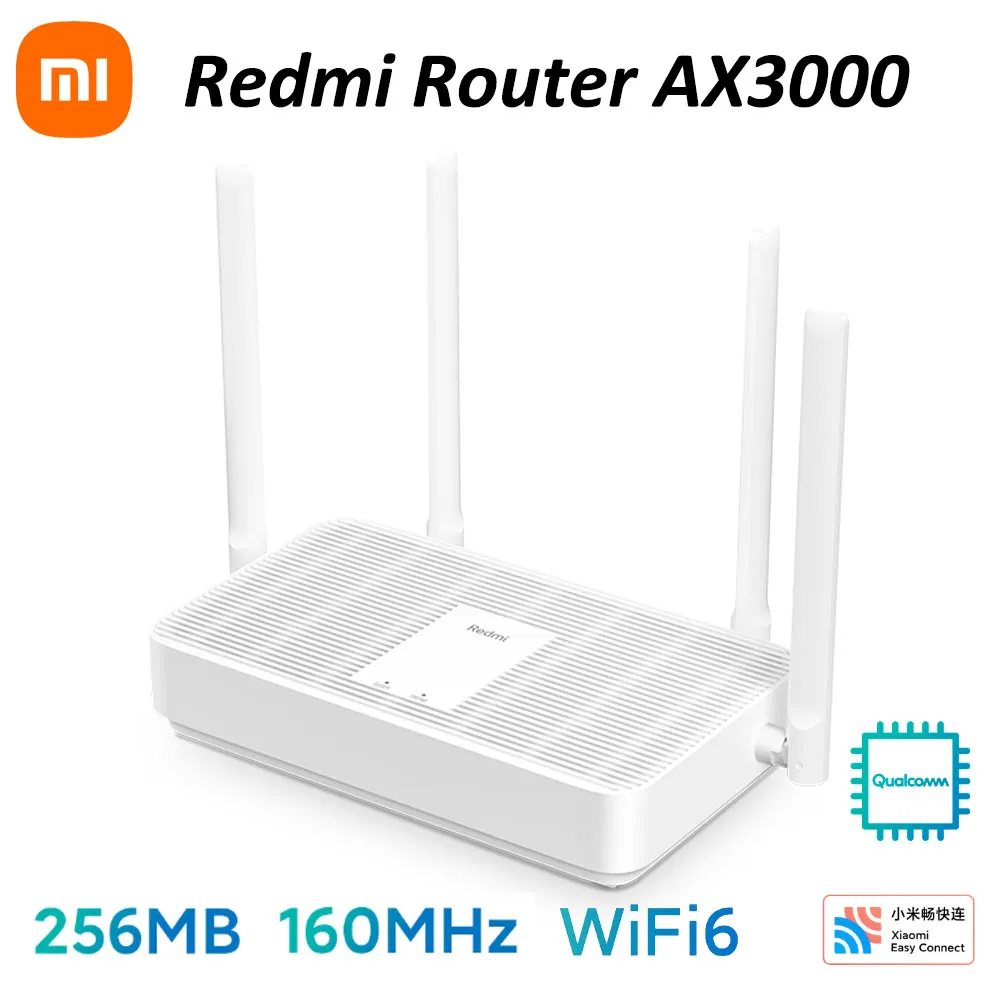 Xiaomi WiFi Router Redmi Ax3000 Router WiFi6 160MHz Hög bandbredd Ofdma Effektiv växellåda 2.4 GHz 5 GHz Mesh WiFi Networking