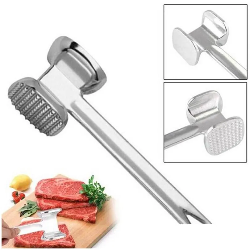 Meat Poultry Tools 19.5Cm Kitchen Gadgets Mtifunction Hammer Two Sides Loose Tenderizers Portable Steak Pork Aluminum Alloy Drop D Dhial