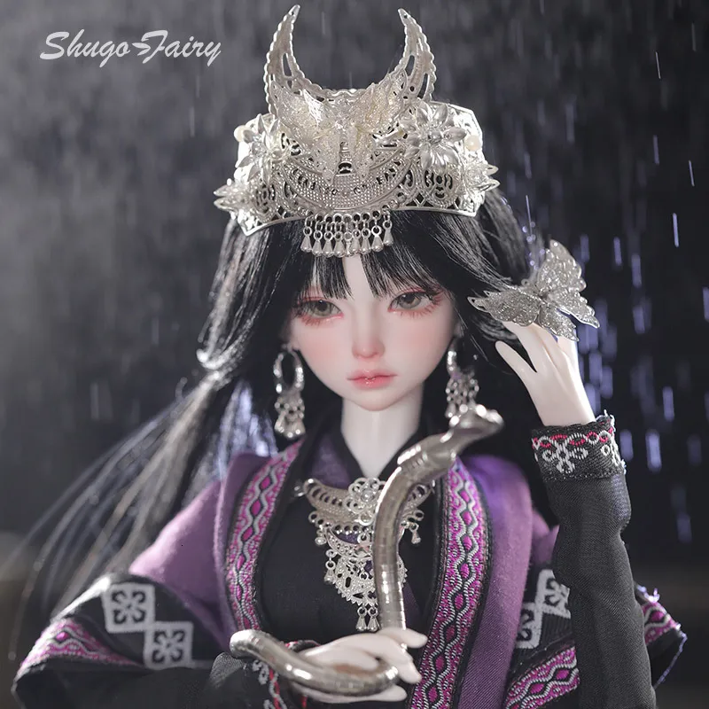 Dolls ShugaFairy 1/4 Kaka Miao Ethnic Group Magnificent Silver Cultural Fashion Handcrafts High Quality Girl Doll Ball Jointed Dolls 230804