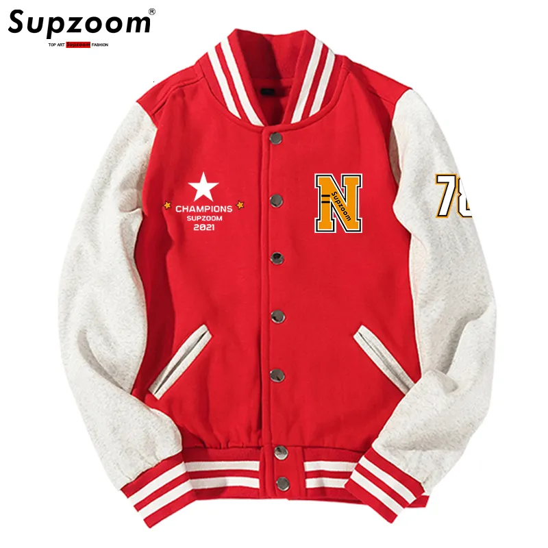 Giacche da uomo Supzoom Arrivo Lettera Manica a costine Cotone Top Moda monopetto Bomber casual Giacca da baseball Cappotto cardigan allentato 230804