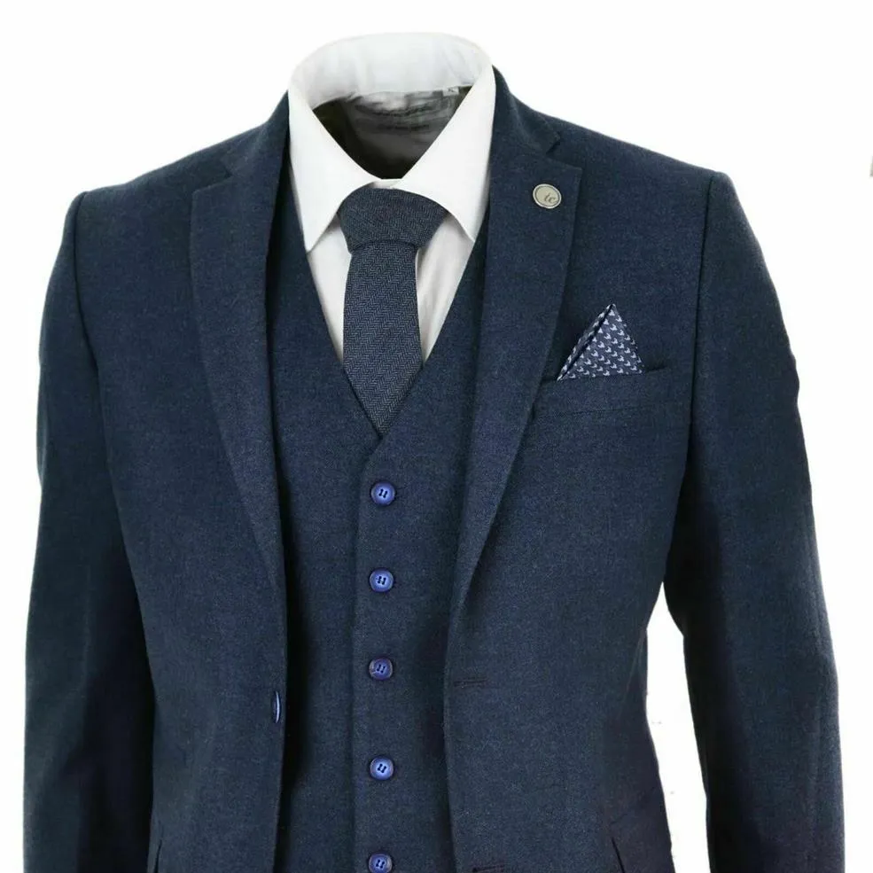 Tuta da uomo in tweed di lana Peaky Blinders 3 pezzi Autentico 1920 Tailored Fit Classic Prom Suit Jacket Pants Vest318Y