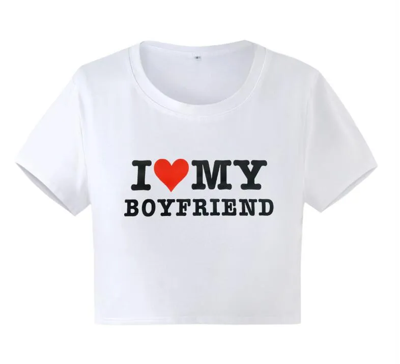 designer t-shirt été manches courtes femmes t-shirt I Love MY BOYFRIEND top tee