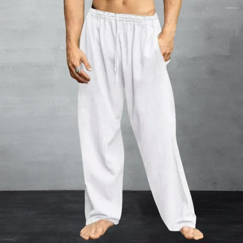Męskie spodnie wygodne trwałe spodnie streetwear elastyczna talia prosta szeroka noga sport