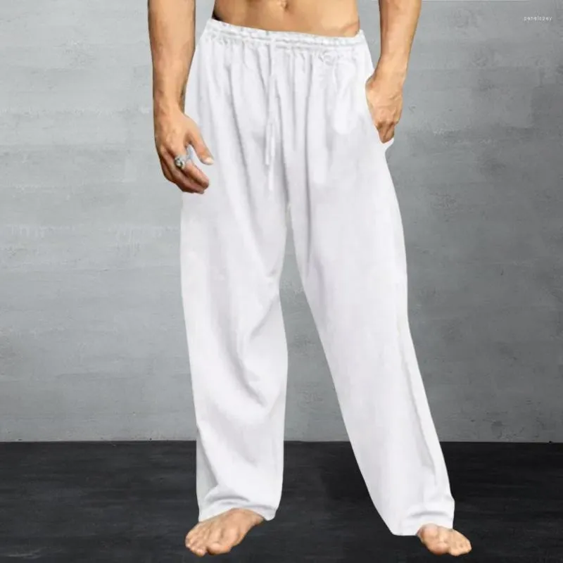 Men's Pants Comfortable Durable Trousers Streetwear Elastic Waist Straight Wide Leg Sport Casual Long In Solid Color