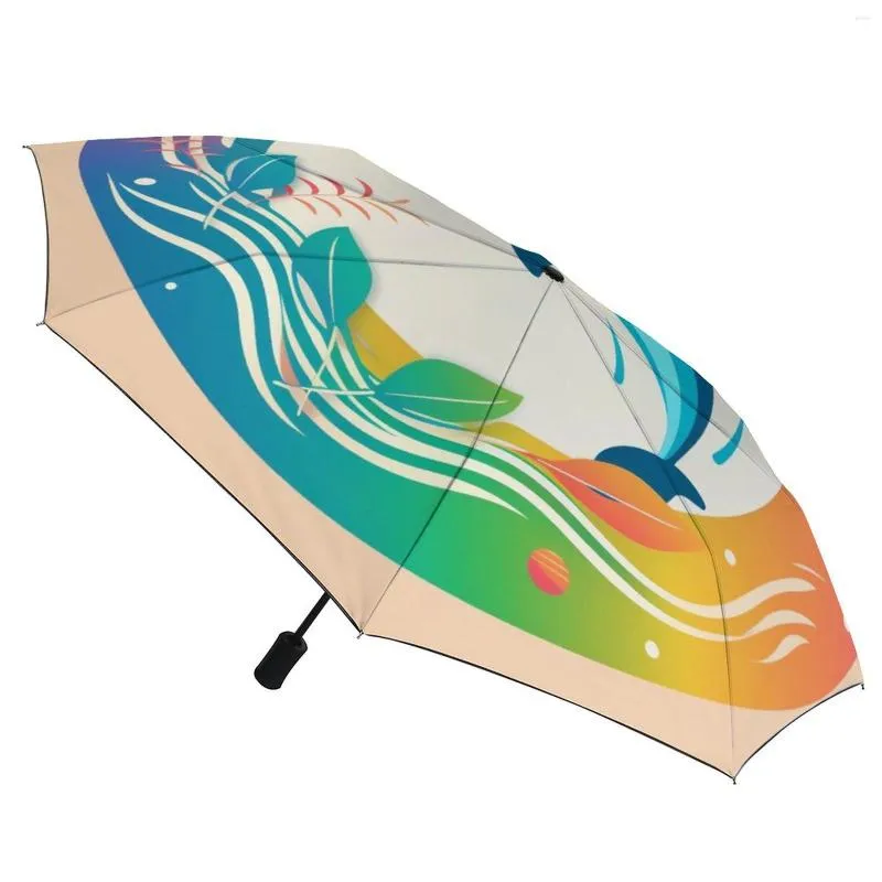 Paraguas Dolphin 3 Fold Auto Umbrella Cute Minimalistic Ligthweight Marco de fibra de carbono a prueba de viento para hombres y mujeres