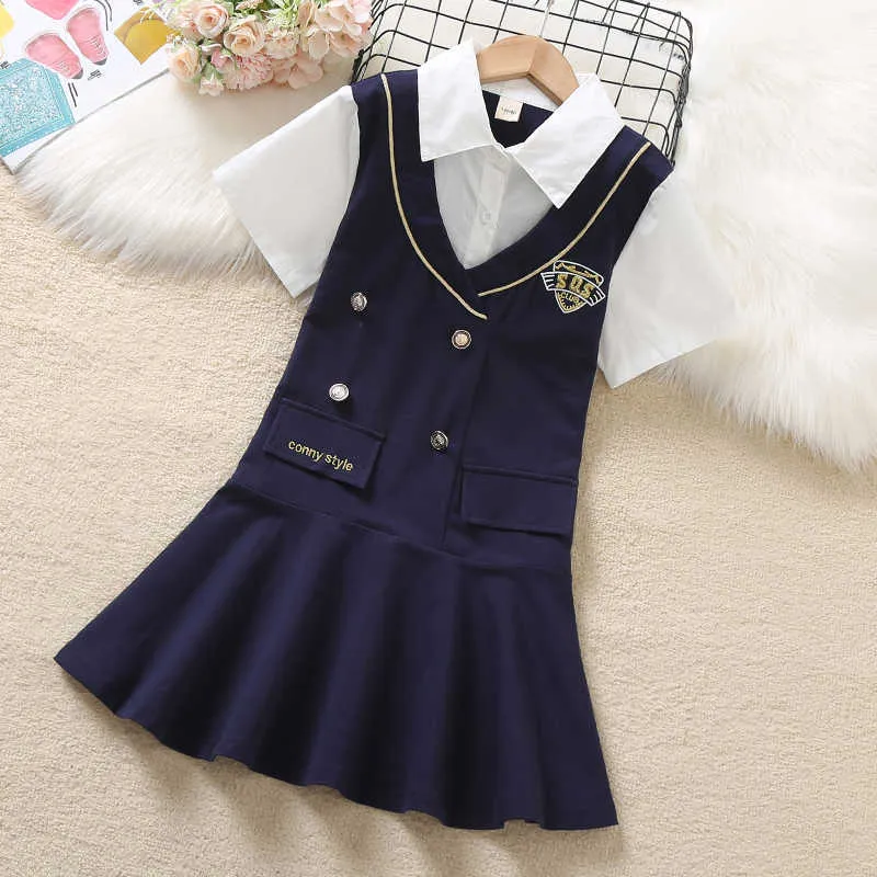 女の子のドレス赤ちゃんの子供のドレス女の子の服のティーンエイジャー学校制服夏の半袖衣装