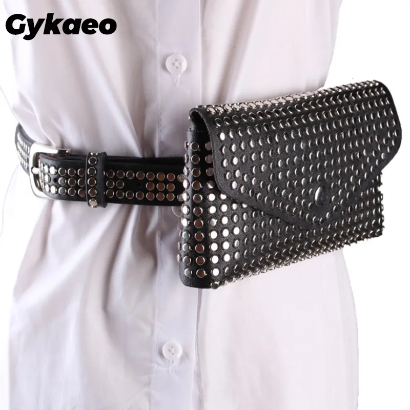 Waist Bags Fashion Rivet Luxury Designer Fanny Pack Small Women Bag Phone Pouch Punk Belt Ladies Party Purse Evening Day Clutches 230804