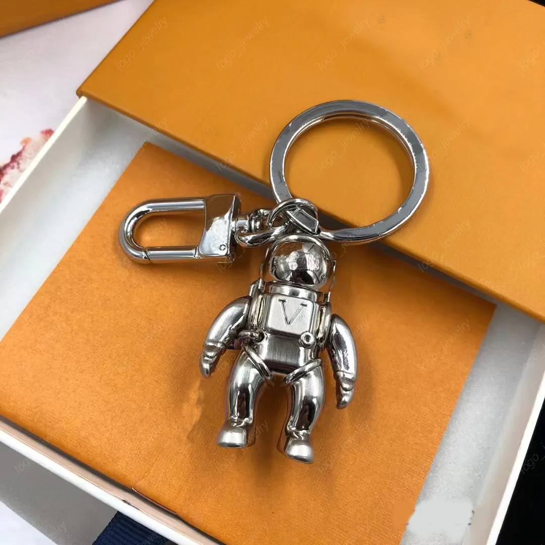 Classic Style Fashion Titanium Steel Key Rings Rings Robot Astronaut Designer Key Rings High Quality With Box