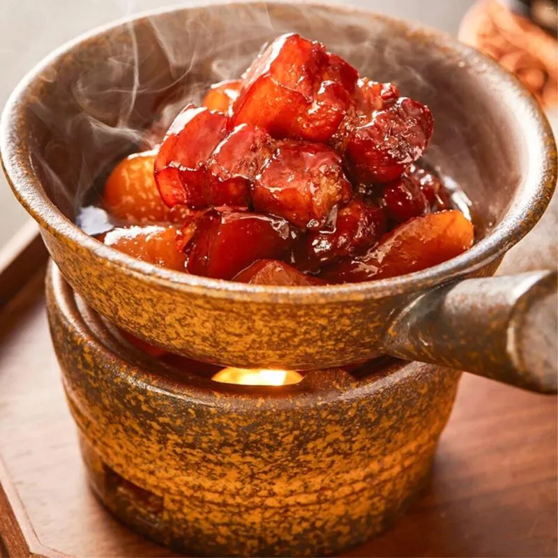 الأوعية الرجعية الأدوات المائدة الطهوية لحم الخنزير Dongpo's Lion's Head Bowl Candle Heating Open Open Stove El Creative Dinner Plate
