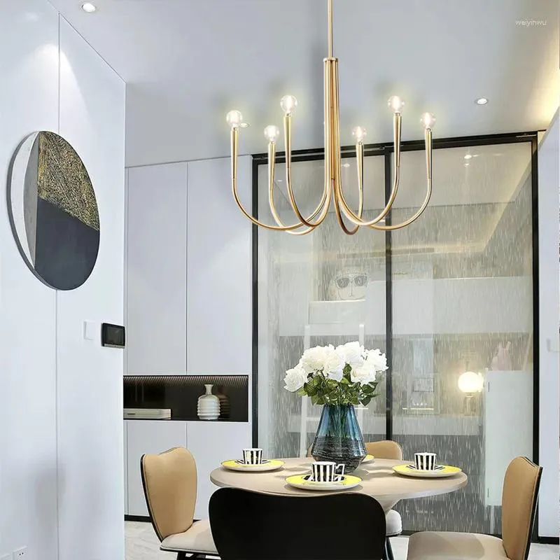 Kroonluchters Woonkamer Vintage Kroonluchter LED Keuken Verlichting Luxe Zwart/goud Ijzer Hoog Plafond Glans Licht Voor Thuis