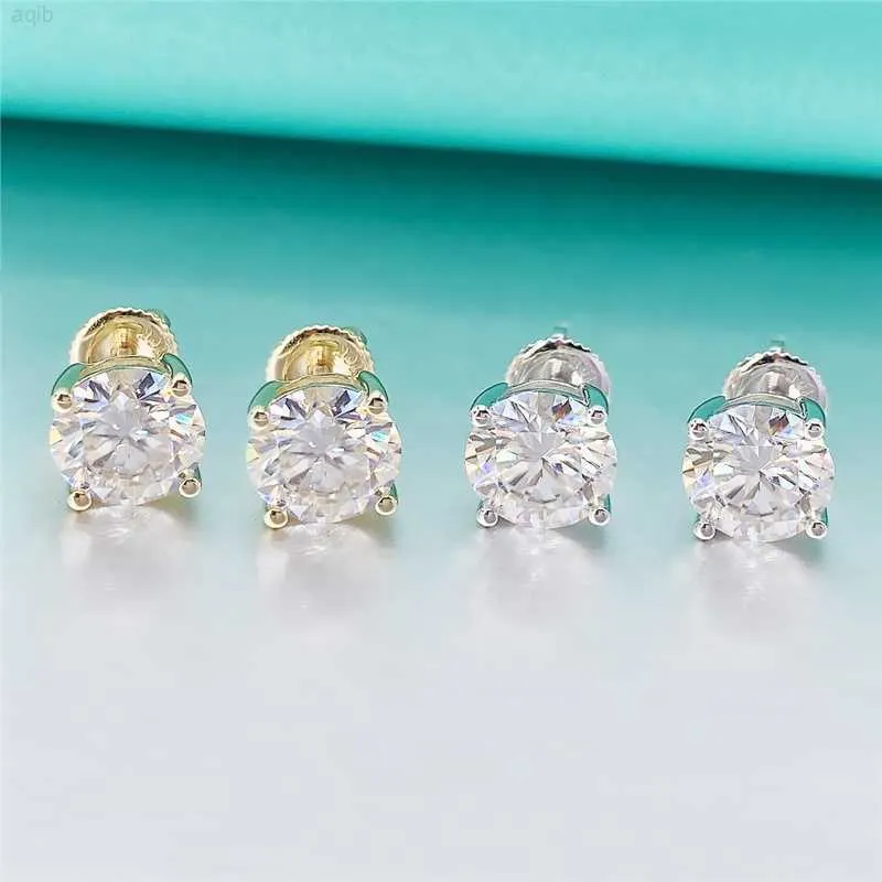 Fábrica Precio más bajo Mujeres Estilo elegante 10 karat oro blanco redondo moissanite pendientes de tachuelas precio