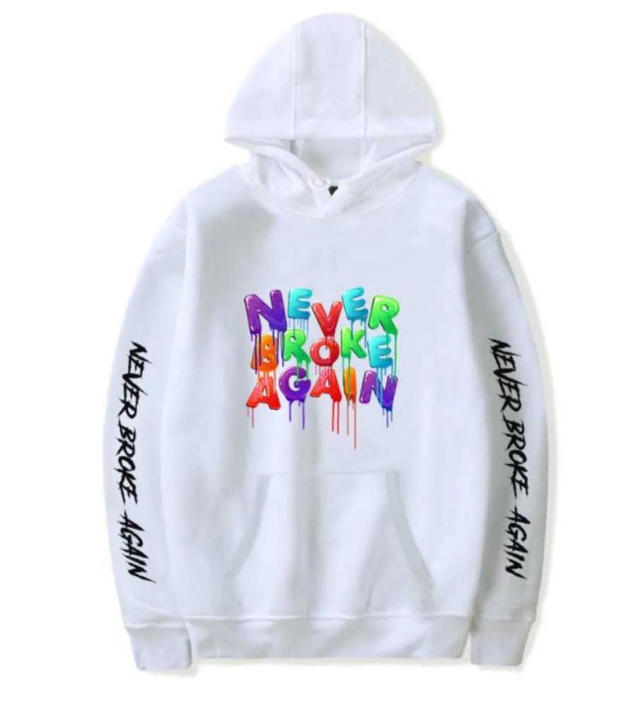 Never Broke Again Hoodie Herren/Damen Sweatshirt Youngboy Baumwolle Oversize Sweatshirts Bedruckt Streetwear Weiß Plus Size