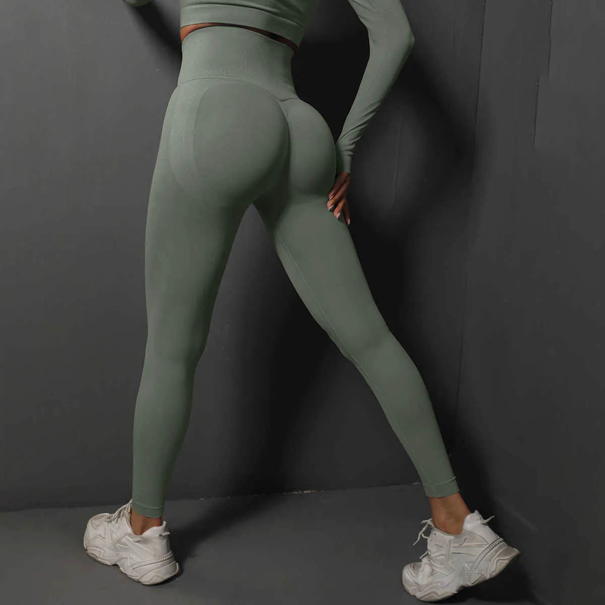 Kadın Yoga Tayt Kalçaları Kaldırma Gym Smoothess Sport Pantolon Yüksek Bel Fitness Kabarcık Egzersiz Koşu