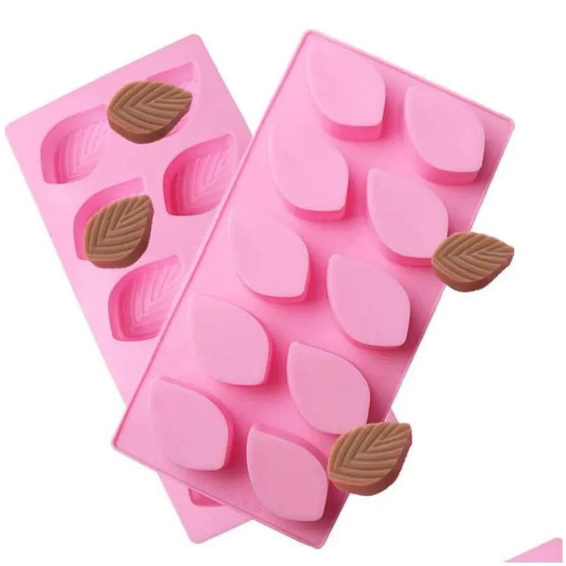 Bakning Mögel Sile Chocolate Mold Tool 10 Hål Tray Leaf Form Cake Soap Candy Jelly Mod Pastry Decorating Tools Drop Delivery Home Dhvhu