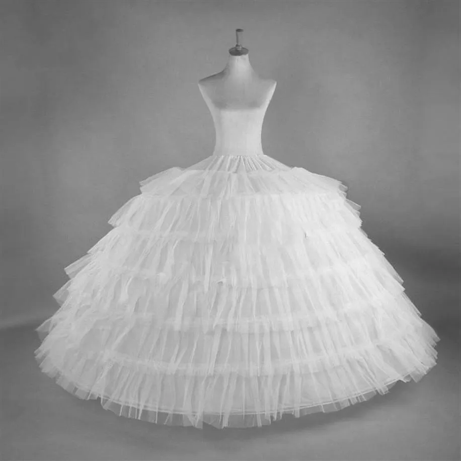 New 6 Hoops Big White Quinceanera Dress Petticoat Super Fluffy Crinoline Slip Sottogonna per abito da ballo da sposa302S