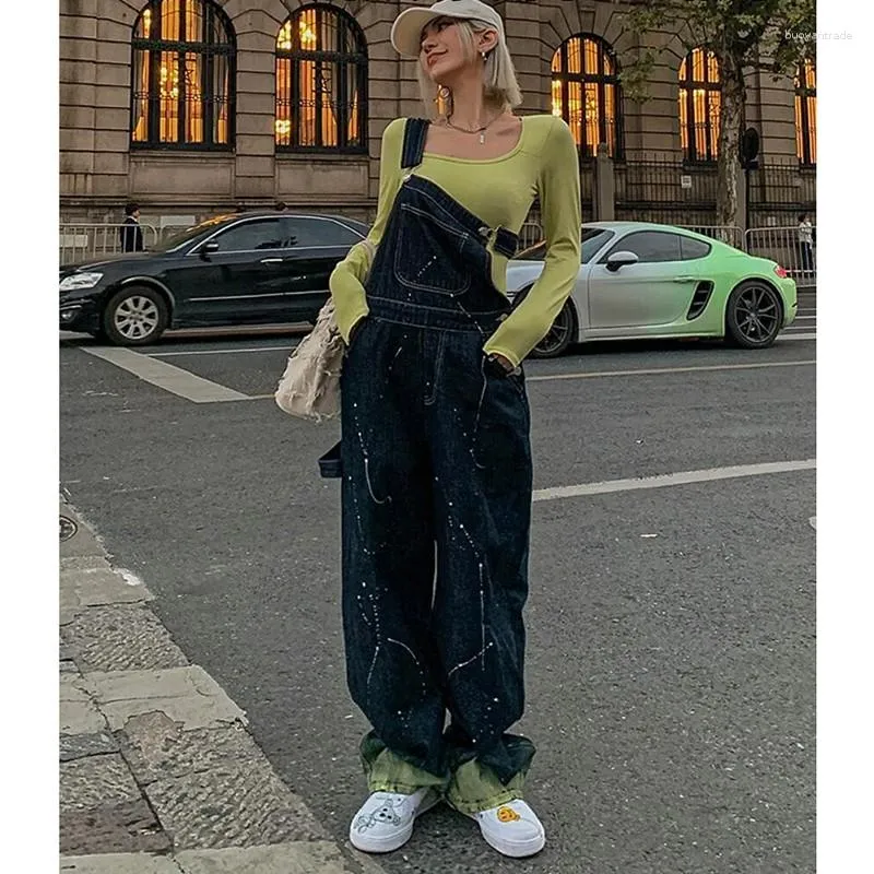 Frauen Jeans Koreanische Stil 2023 Ankunft Frühling Herbst Frauen Baumwolle Denim Volle Länge Hosen Hohe Taille Lose Overalls Casual V630