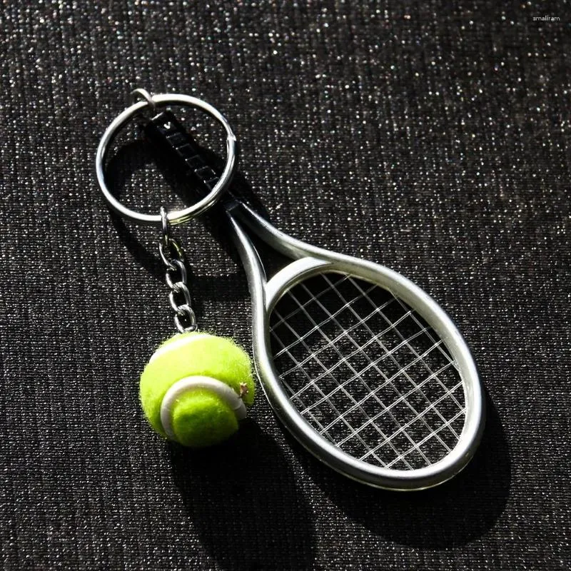 Mini Tennis Racket Badminton Keychain Creative Sport Keyring For Club