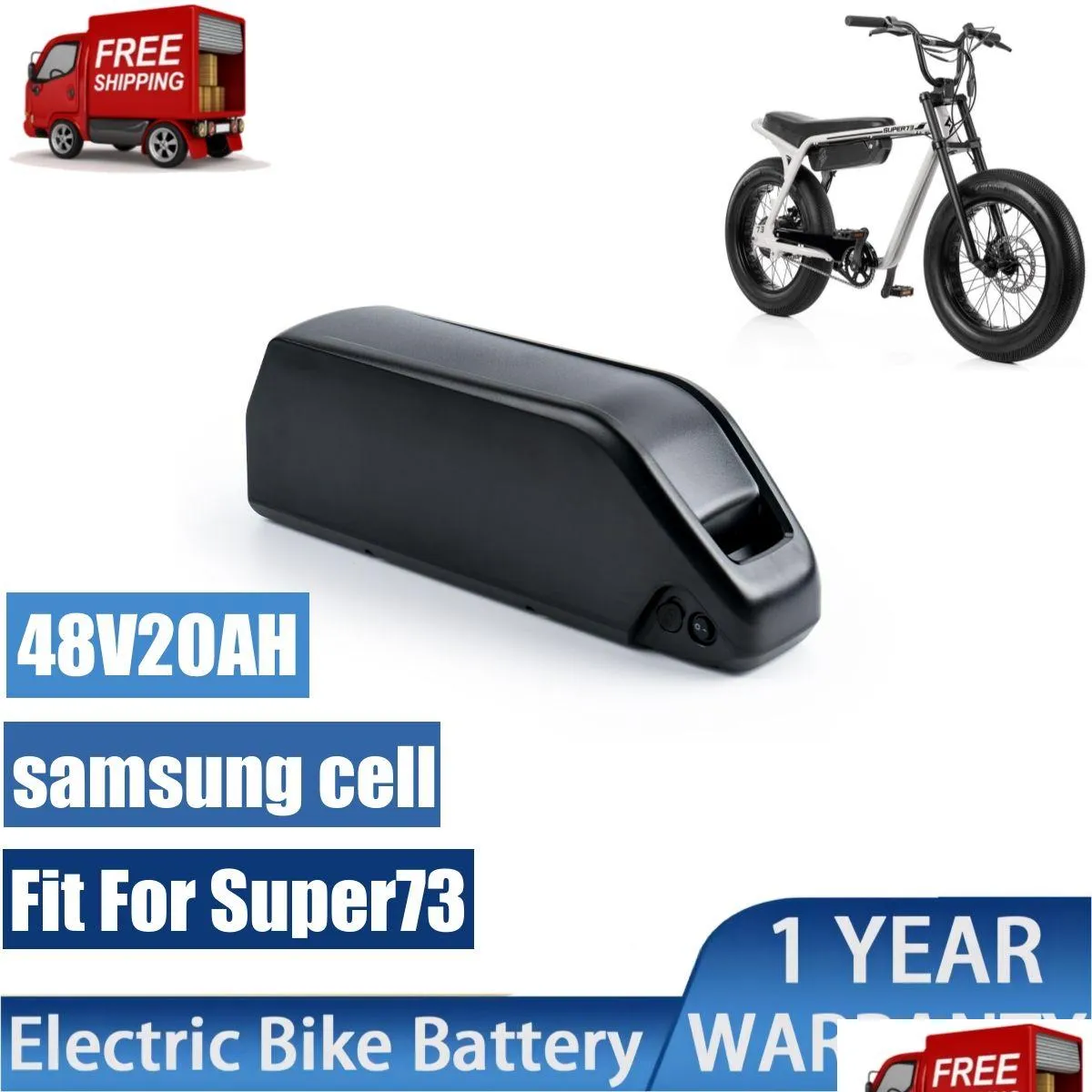 Batterier Super73 Ebike 48V 20Ah Electric Bike Battery Pack 36V 25AH med PowerF 21700 Cell 50e för 500W 1000W Motor Drop Delivery E DH2KG