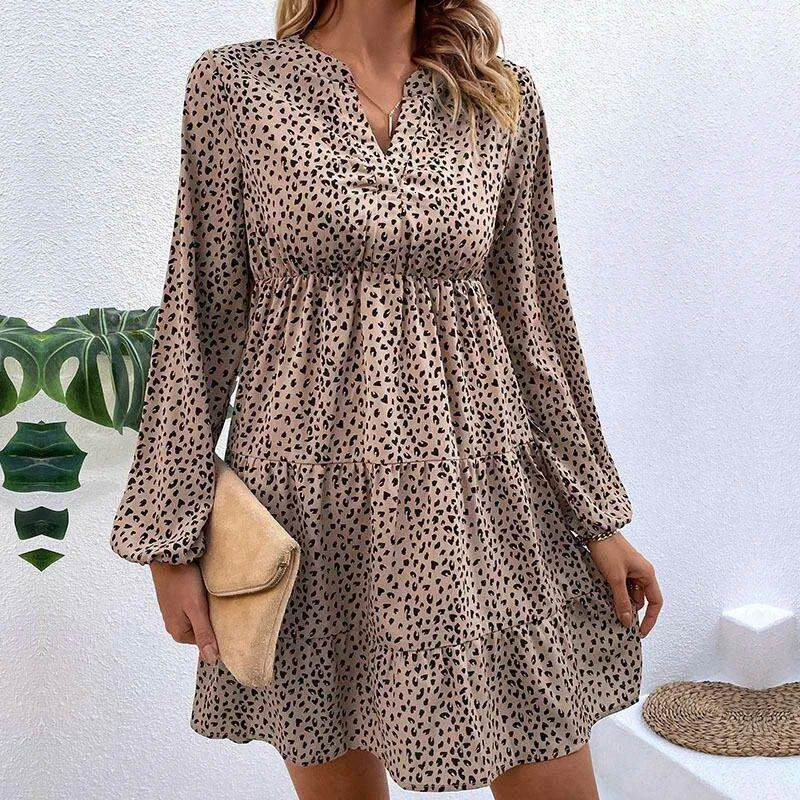 Leopard Print Womens Clothing: Chic Folded Leopard Long Sleeve