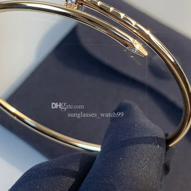 Cienka Boguła Paznokcie Diamond Sterling Srebrna pusta rurka wykonana ze złotej metody otwierającej się jest zgodna z oficjalnym produktem dla kobiet Bransoletki Bransoletki